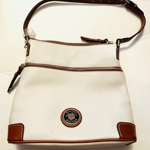 New $198 Dooney & Bourke White Pebble Grain Satchel
